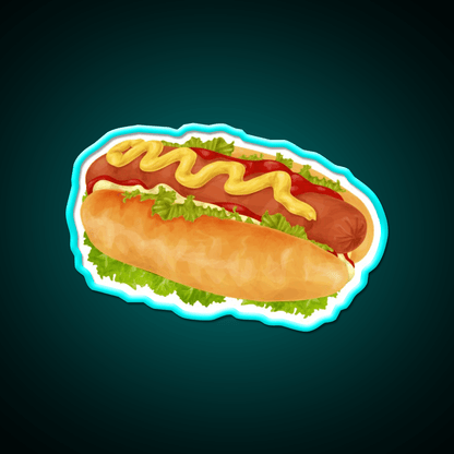 Hot Dog With Mustard And Ketchup Snack Food Led Neon Sign Rgb Color - Shineneon