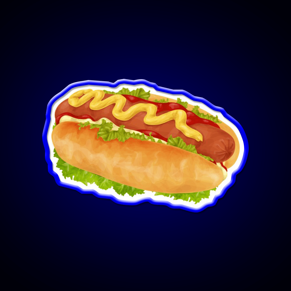 Hot Dog With Mustard And Ketchup Snack Food Led Neon Sign Rgb Color - Shineneon