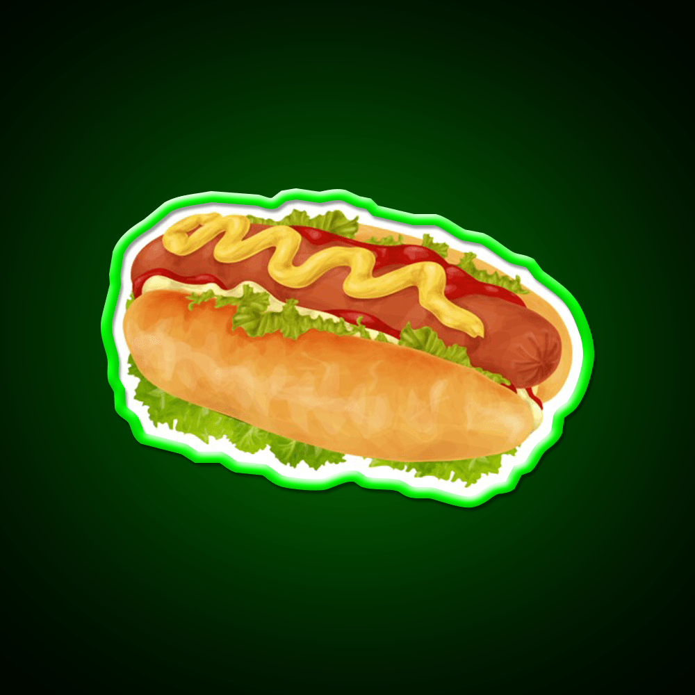 Hot Dog With Mustard And Ketchup Snack Food Led Neon Sign Rgb Color - Shineneon