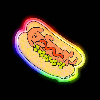 Hot Doggy Dog The Peach Fuzz Fast Food Led Neon Sign For Burger Place Rgb Color - LED neon sign close-up detail