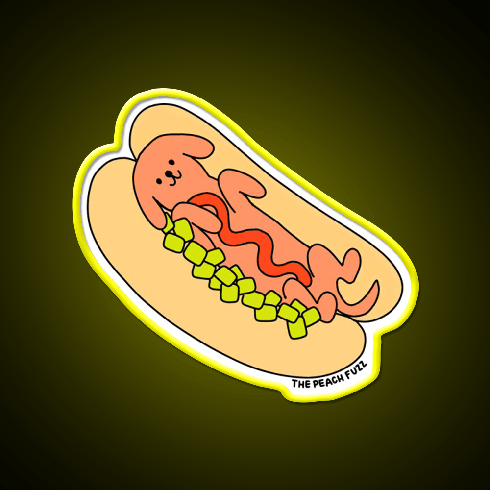 Hot Doggy Dog The Peach Fuzz Fast Food Led Neon Sign For Burger Place Rgb Color - Shineneon