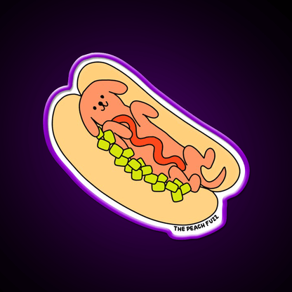 Hot Doggy Dog The Peach Fuzz Fast Food Led Neon Sign For Burger Place Rgb Color - Shineneon