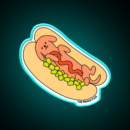 Hot Doggy Dog The Peach Fuzz Fast Food Led Neon Sign For Burger Place Rgb Color - Shineneon