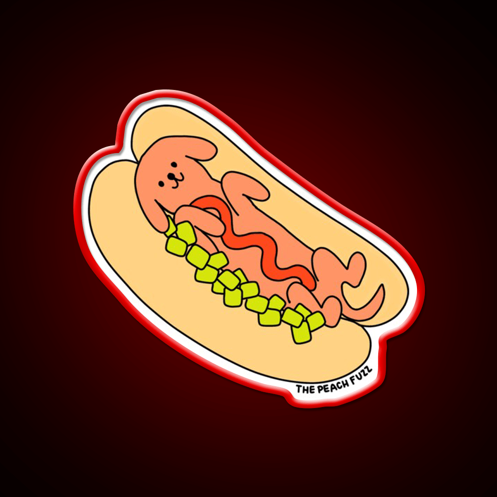 Hot Doggy Dog The Peach Fuzz Fast Food Led Neon Sign For Burger Place Rgb Color - Shineneon