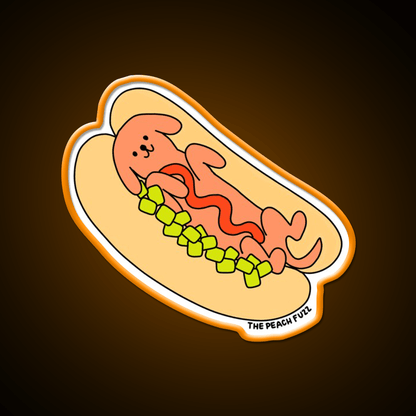 Hot Doggy Dog The Peach Fuzz Fast Food Led Neon Sign For Burger Place Rgb Color - Shineneon