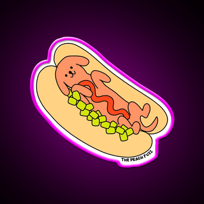 Hot Doggy Dog The Peach Fuzz Fast Food Led Neon Sign For Burger Place Rgb Color - Shineneon