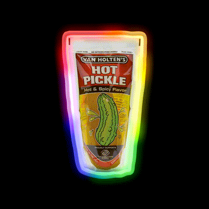 Hot Pickle Snack Food Led Neon Sign Rgb Color - LED neon sign close-up detail