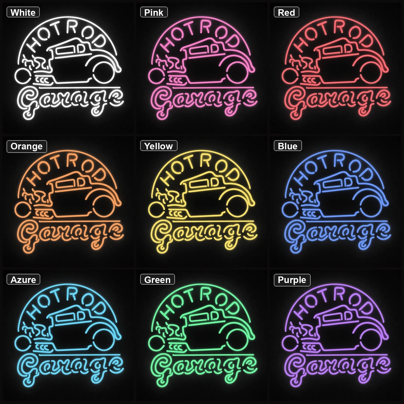 Hot Rod Garage LED Neon Sign Garage Neon Sign color grid