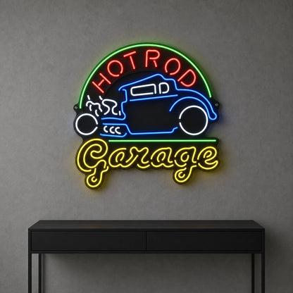 Hot Rod Garage LED Neon Sign Home Garage Wall Decoration size image