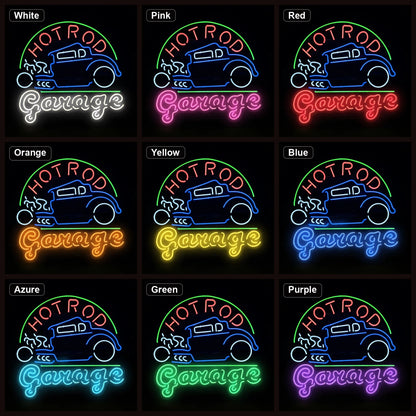 Hot Rod Garage LED Neon Sign Man Cave Neon Sign color grid