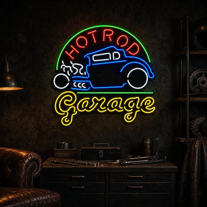 Hot Rod Garage LED Neon Sign Man Cave Neon Sign - Shineneon