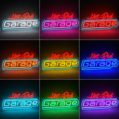 Hot Rod Garage Script Neon Sign LED Neon Sign color grid