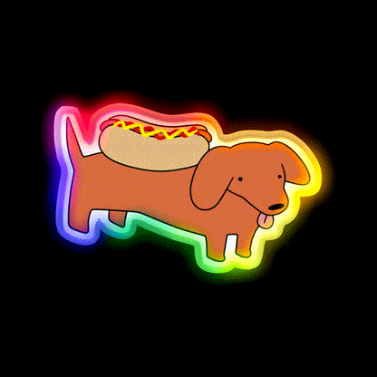 Hotdog Dachshund Fast Food Led Neon Sign For Burger Place Rgb Color - LED neon sign close-up detail