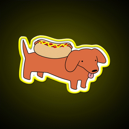 Hotdog Dachshund Fast Food Led Neon Sign For Burger Place Rgb Color - Custom LED neon sign front view