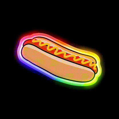 Hotdog Fast Food Led Neon Sign For Burger Place Open Food Sign Rgb Color - LED neon sign close-up detail