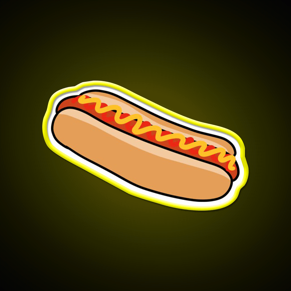 Hotdog Fast Food Led Neon Sign For Burger Place Open Food Sign Rgb Color - Custom LED neon sign front view