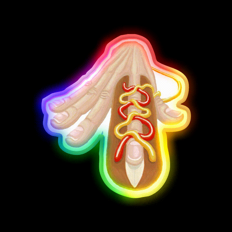 Hotdog Fast Food Led Neon Sign For Burger Place Wall Art Rgb Color - LED neon sign close-up detail