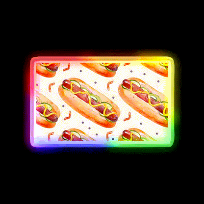 Hotdog Pattern Sausages Snack Food Led Neon Sign Rgb Color - LED neon sign close-up detail
