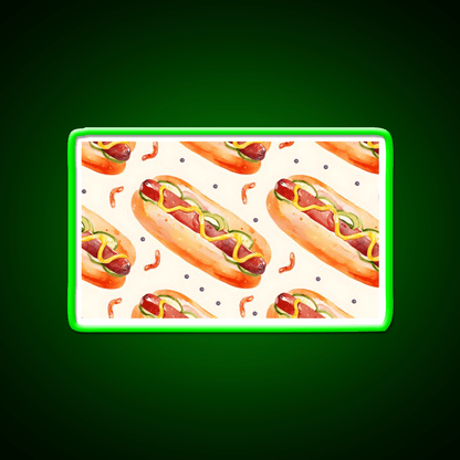 Hotdog Pattern Sausages Snack Food Led Neon Sign Rgb Color - Shineneon
