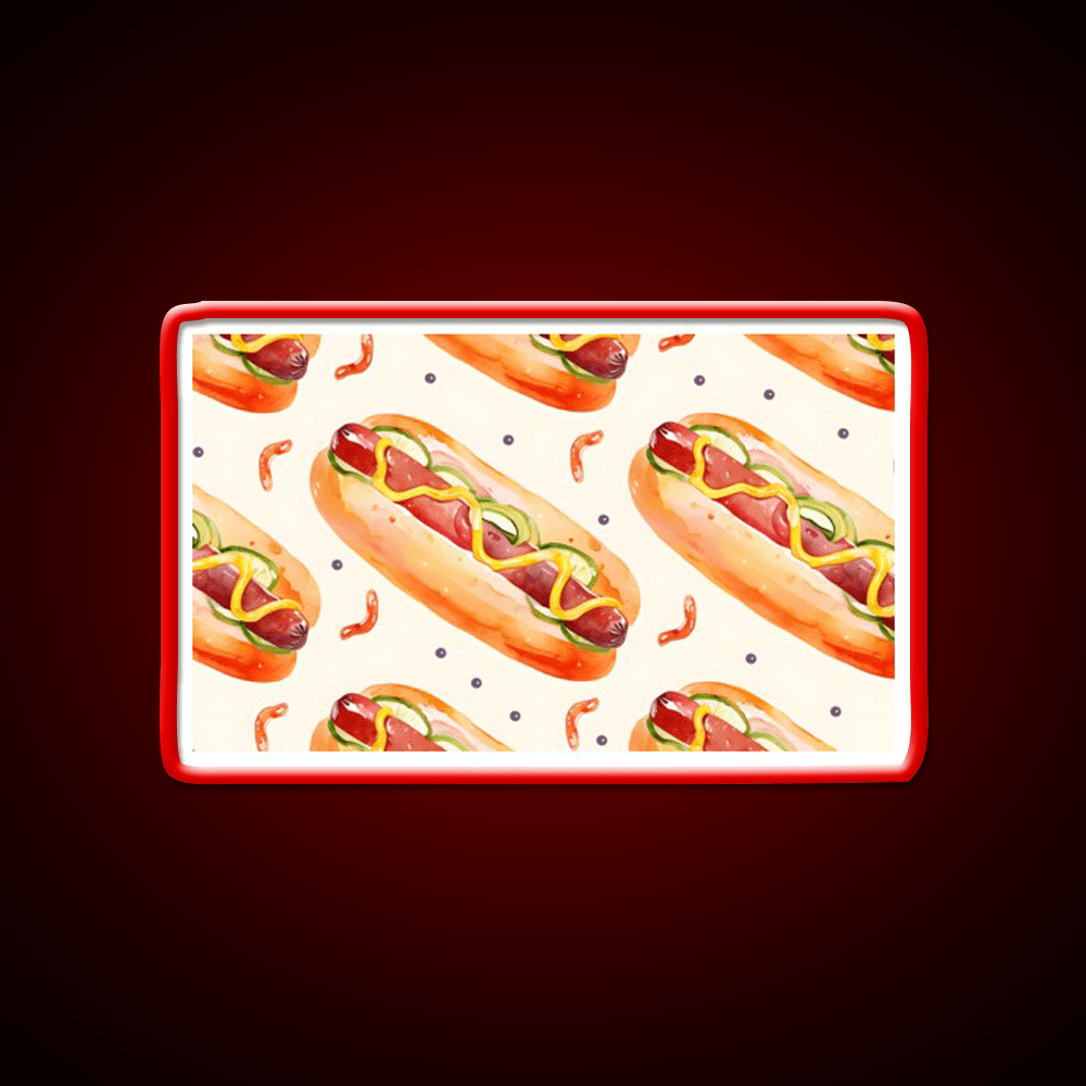 Hotdog Pattern Sausages Snack Food Led Neon Sign Rgb Color - Shineneon