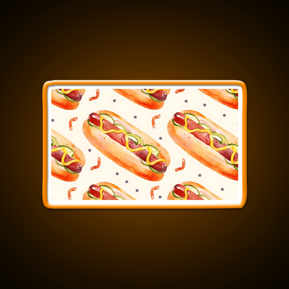 Hotdog Pattern Sausages Snack Food Led Neon Sign Rgb Color - Shineneon