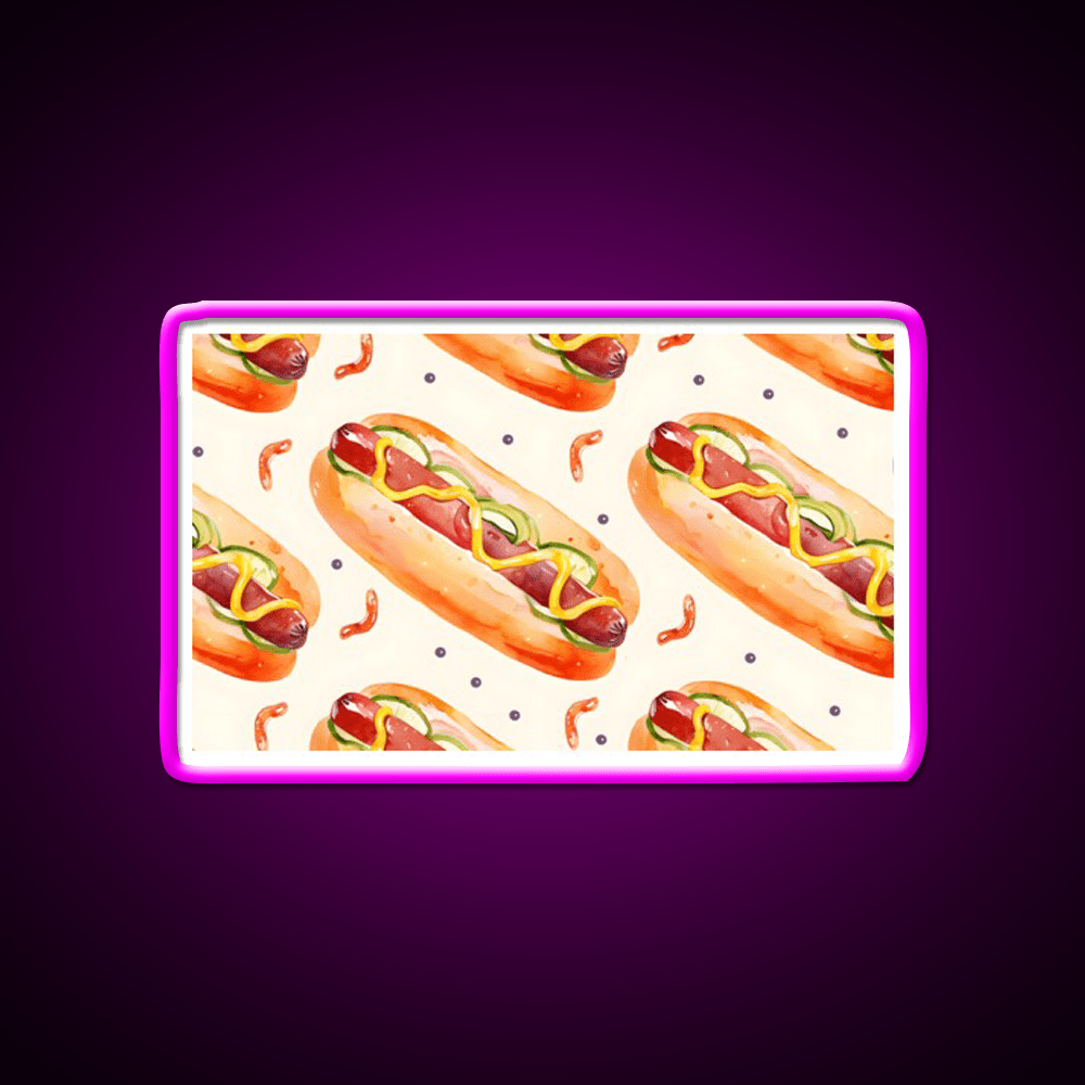 Hotdog Pattern Sausages Snack Food Led Neon Sign Rgb Color - Shineneon