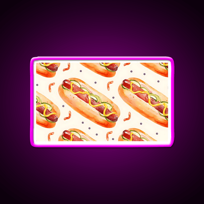 Hotdog Pattern Sausages Snack Food Led Neon Sign Rgb Color - Shineneon