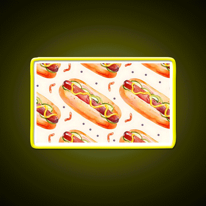 Hotdog Pattern Sausages Snack Food Led Neon Sign Rgb Color - Custom LED neon sign front view