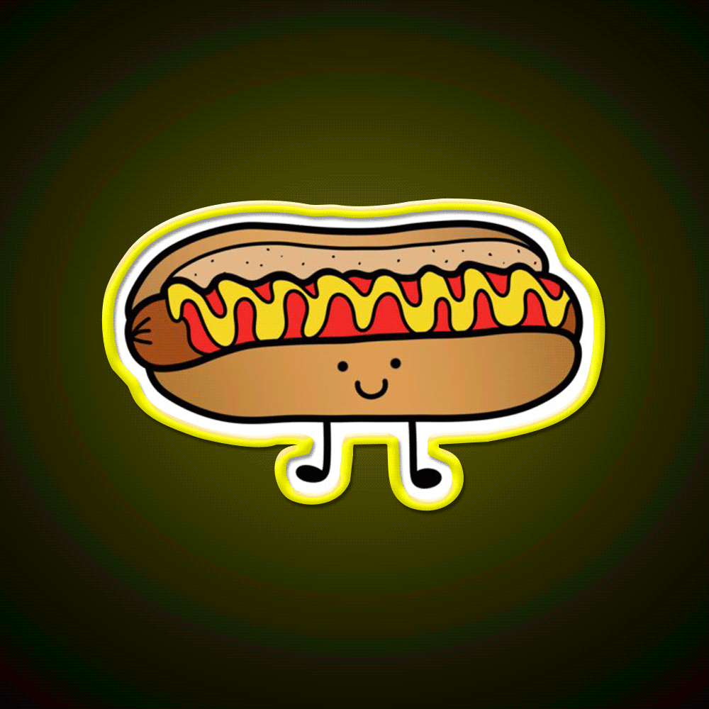 Hotdog Periito Caliente Fast Food Led Neon Sign For Burger Place Rgb Color - Custom LED neon sign front view