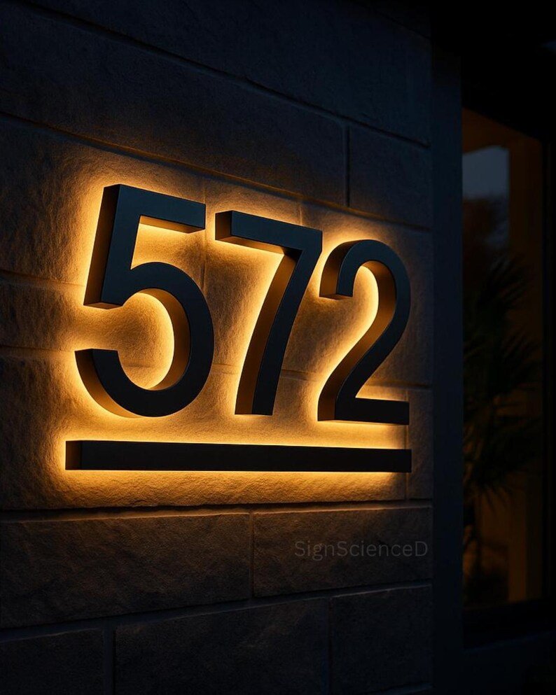 House Number 572 Backlit Channel Letters Led Light Sign - Shineneon