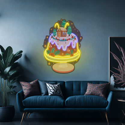 House On Cake Christmas Neon Acrylic Artwork For Sale - Shineneon