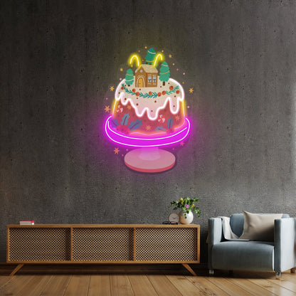 House On Cake Christmas Neon Acrylic Artwork For Sale - Shineneon