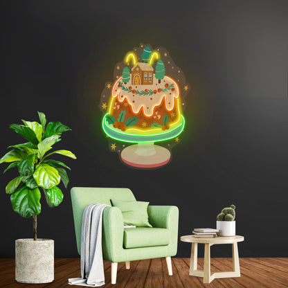 House On Cake Christmas Neon Acrylic Artwork For Sale - Shineneon