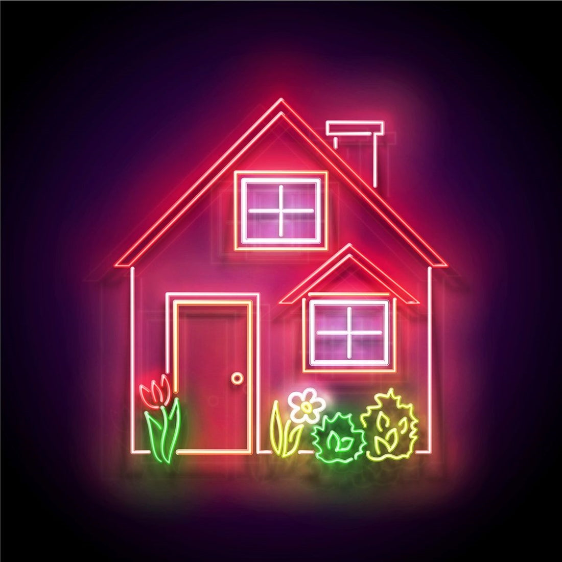 House Red Roof And Flowerbed Led Sign Business Neon Sign