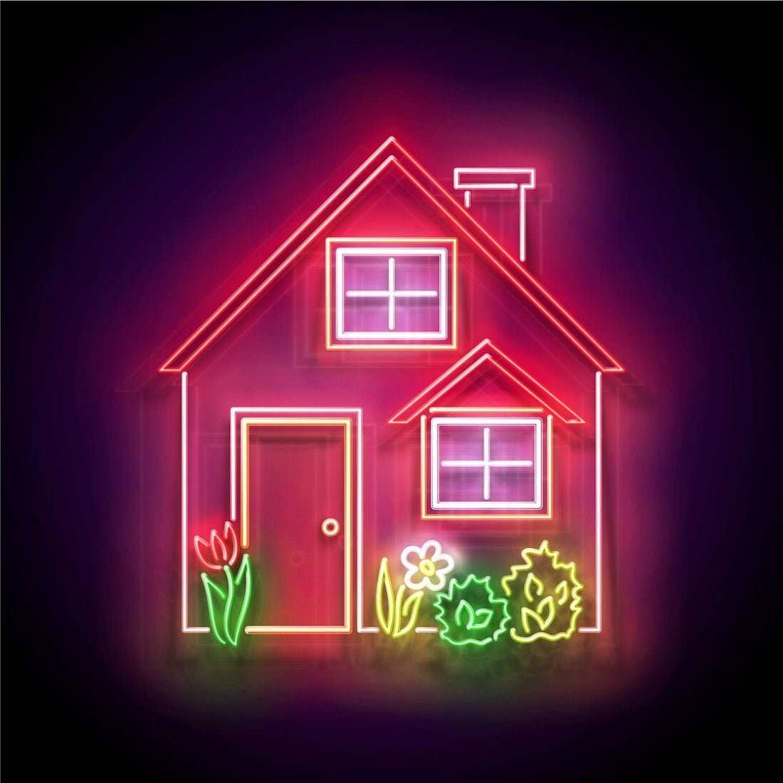 House Red Roof And Flowerbed Led Sign Business Neon Sign - Shineneon