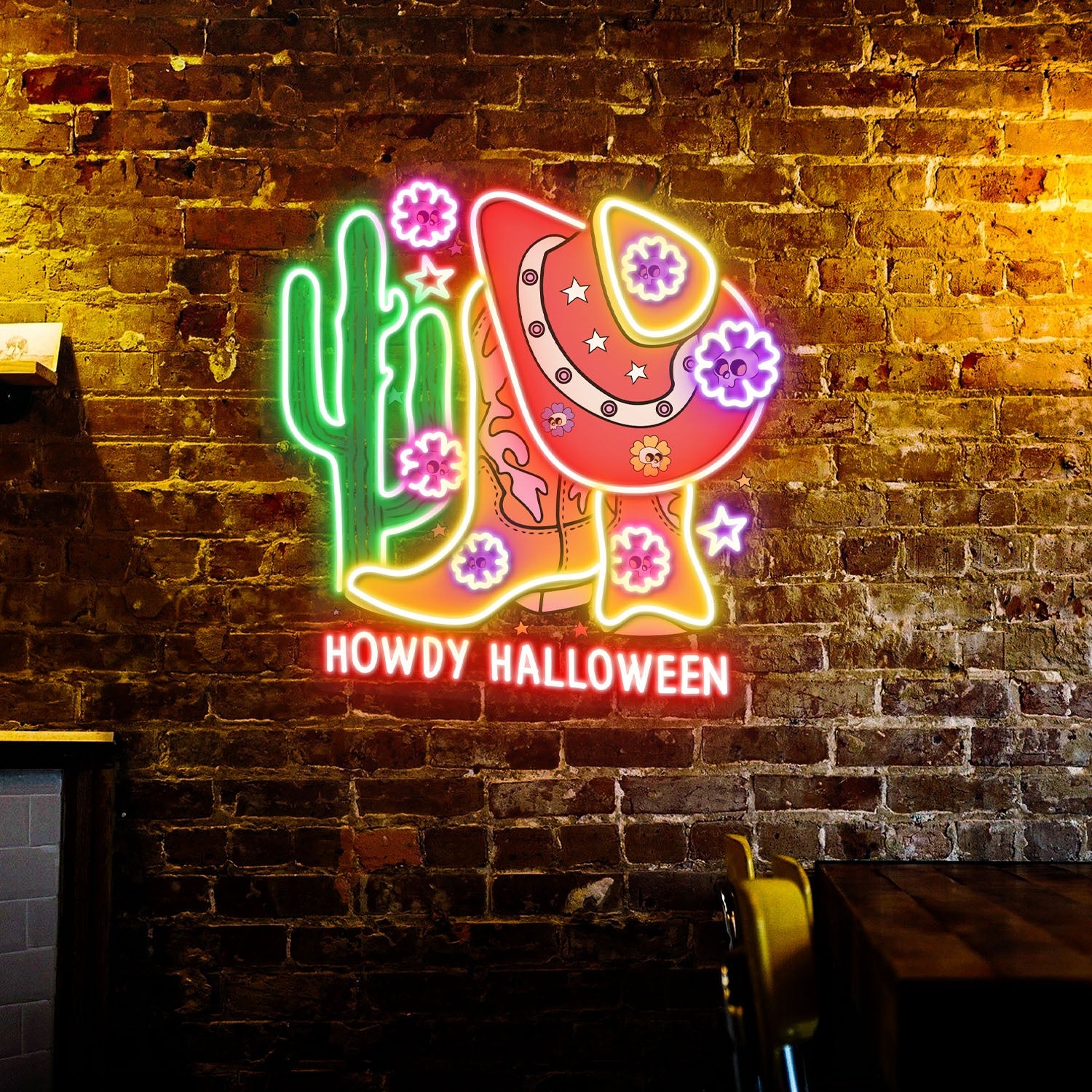 Howdy Boost Halloween Acrylic Led Neon Sign | Shineneon