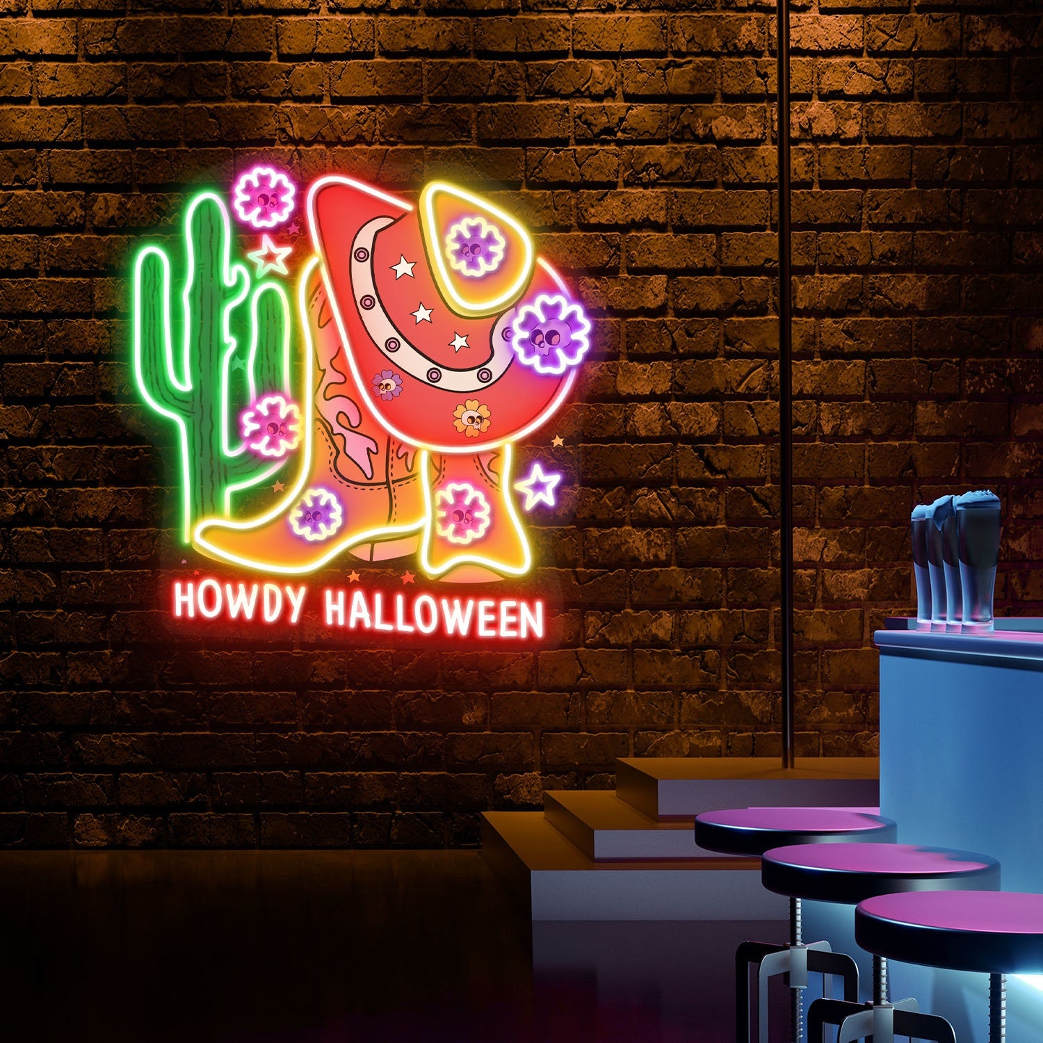 Howdy Boost Halloween Acrylic Led Neon Sign | Shineneon