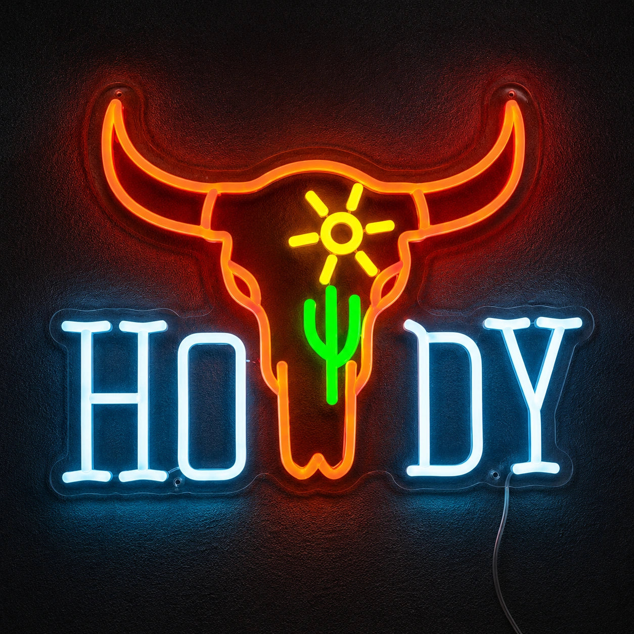 Howdy Cactus Longhorn Neon Sign LED Neon Sign high-converting product image