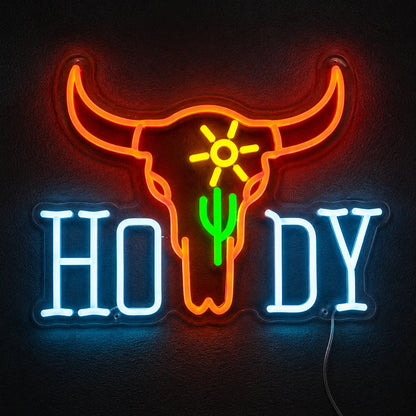Howdy Cactus Longhorn Neon Sign LED Neon Sign high-converting product image