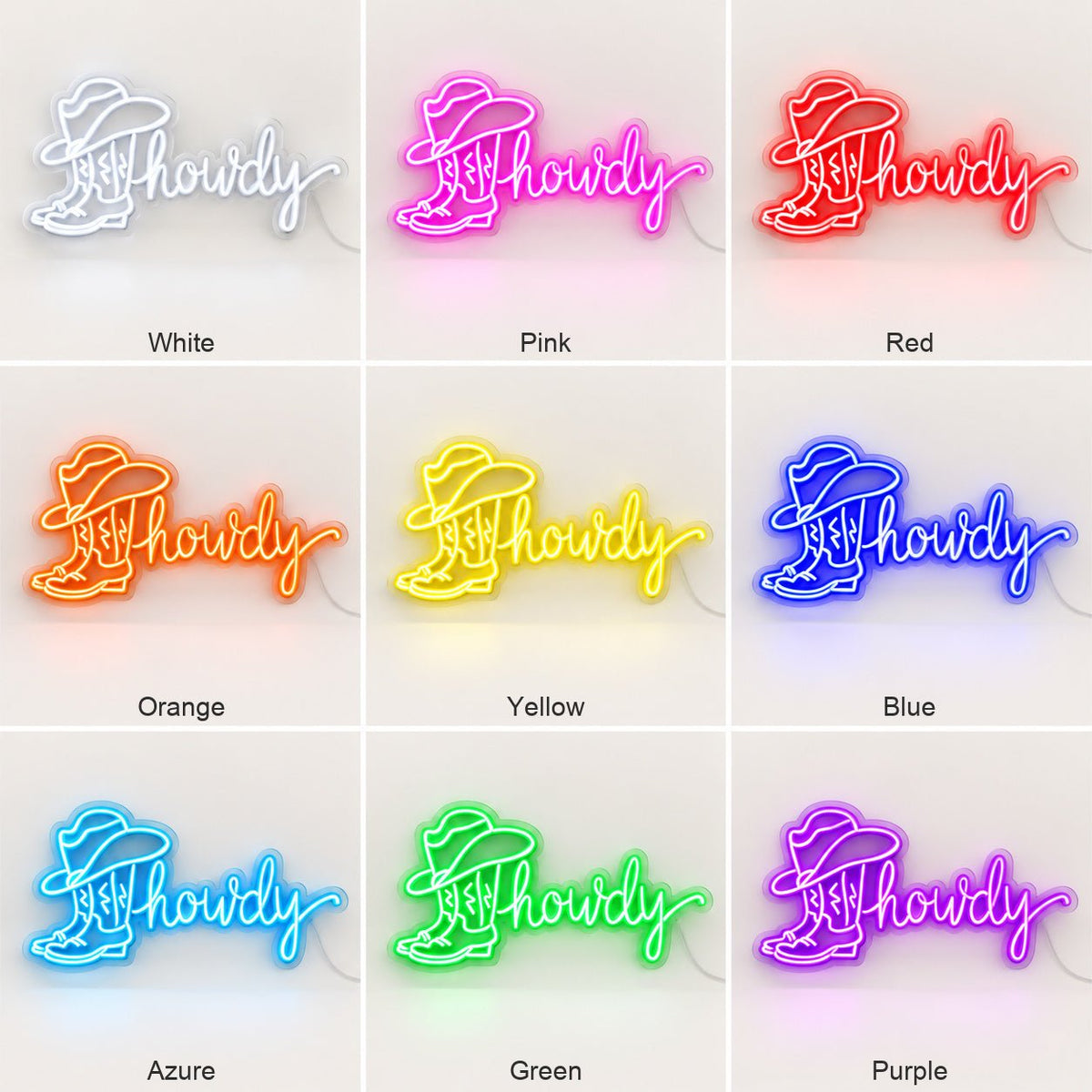 Howdy Cowboy Boot Hat LED Neon Sign - Shineneon