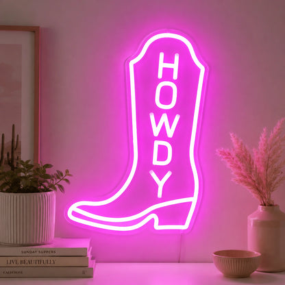 Howdy Cowboy Boot Neon Sign LED Neon Sign high-converting product image