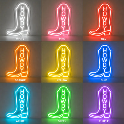 Howdy Cowboy Boot Neon Sign LED Neon Sign color grid