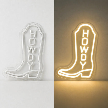 Howdy Cowboy Boot Vintage LED Neon Sign - Shineneon