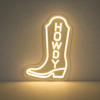 Howdy Cowboy Boot Vintage LED Neon Sign - Shineneon