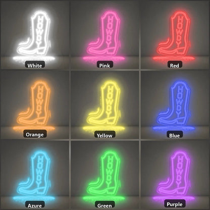 Howdy Cowboy Boot Vintage LED Neon Sign - Shineneon