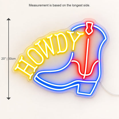 Howdy Cowboy Boots LED Neon Sign - Shineneon