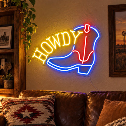 Howdy Cowboy Boots LED Neon Sign - Shineneon