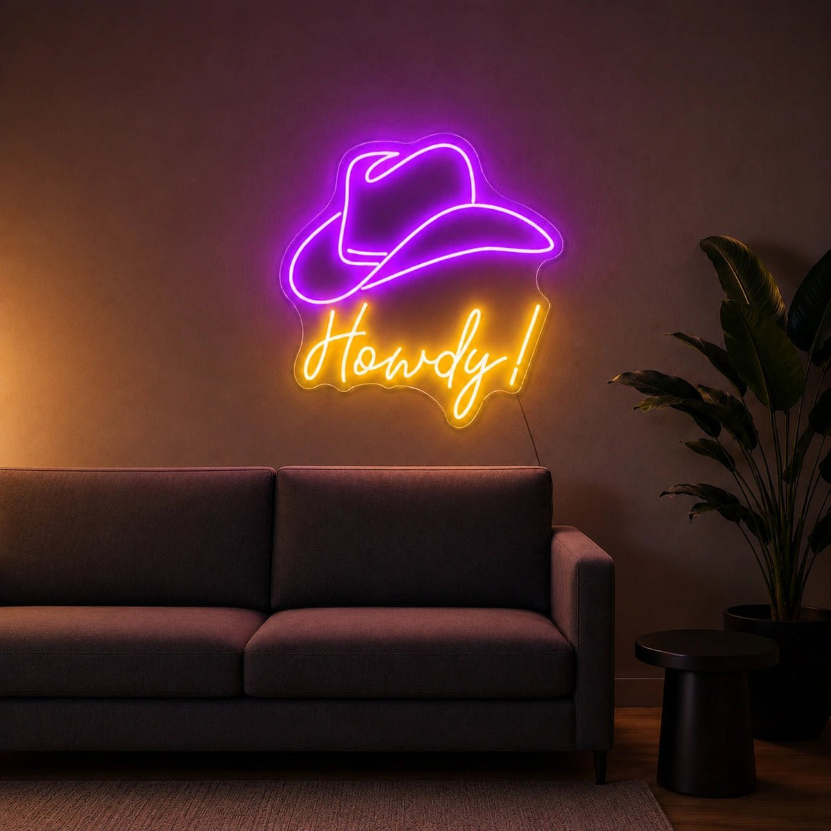 Howdy Cowboy Hat Man Cave LED Neon Sign - Shineneon