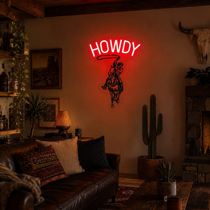 Howdy Cowboy Silhouette LED Neon Sign real lifestyle scene
