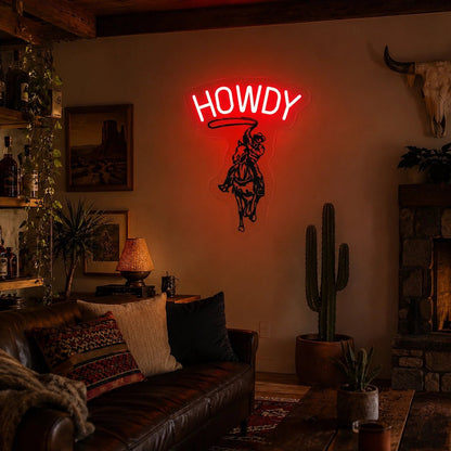 Howdy Cowboy Silhouette LED Neon Sign - Shineneon